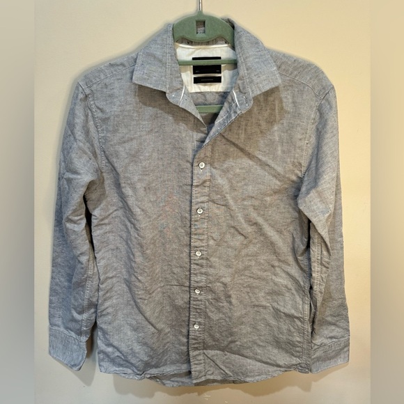 Rag & Bone Mens Button Up Long Sleeve Gray Cotton Blend Shirt Fit 1, Neck 14.5 - Picture 1 of 8